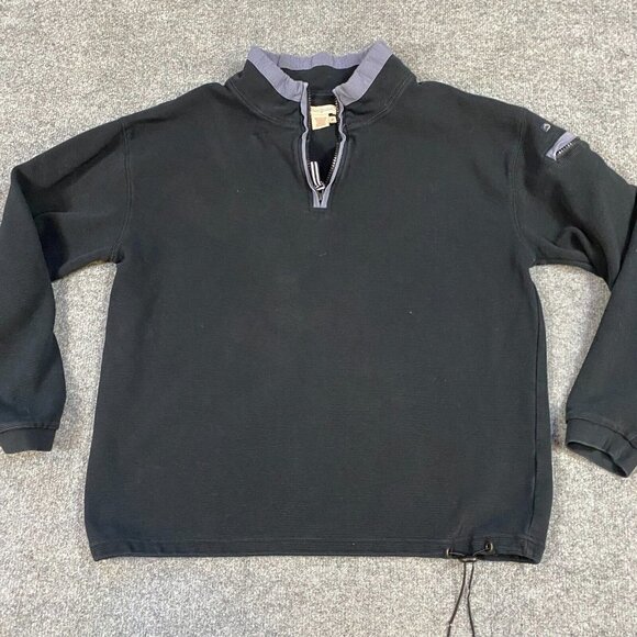 Carbon 2 Cobalt Sweater M Black Solid 1/4 Pullover Cotton Sleeve Pocket - Picture 1 of 12